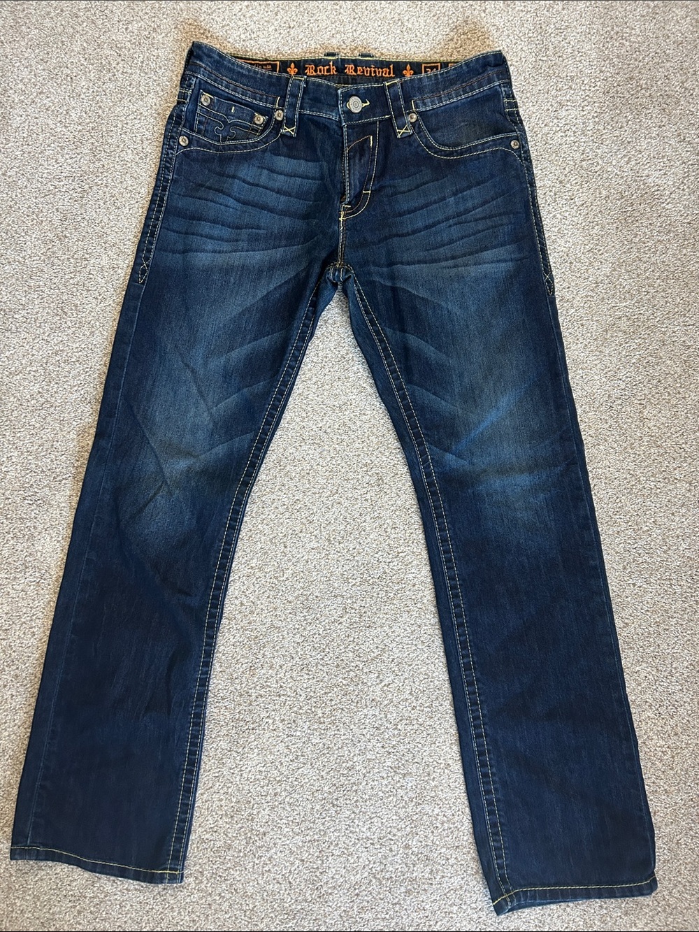 Rock Revival Men's Dark Blue Straight Jeans